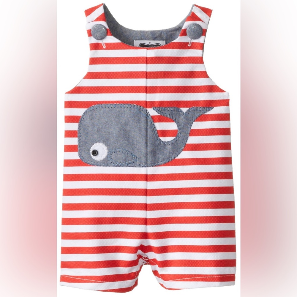 Mud Pie JonJon Romper with Whale Appliqué